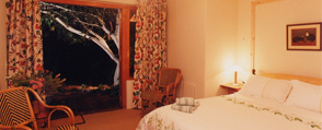 One of the bedrooms in the Lemon Tree Cottage at the Knysna B&B – Zauberberg Cottage